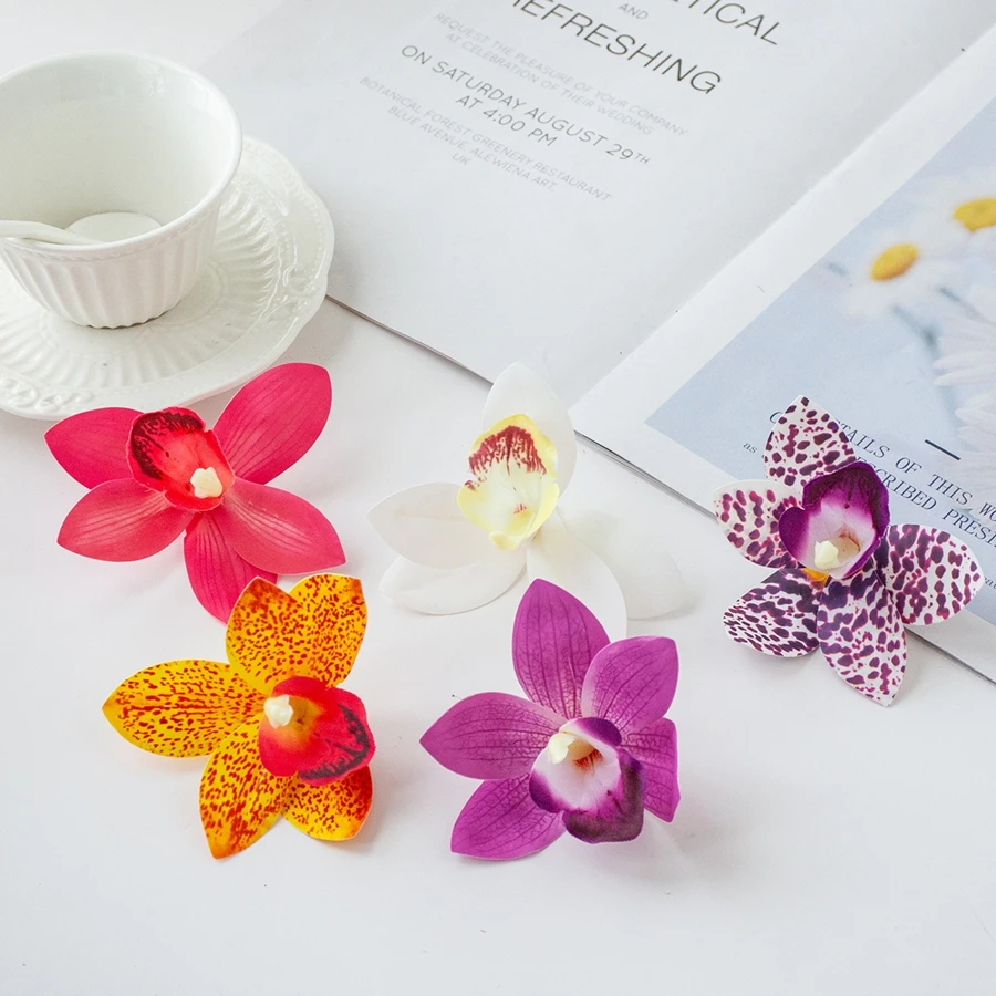 10/20 Piezas de Orquídeas Artificiales de Seda para Decoración del Hogar, Mesa, Festivales, Jardín Exterior, Boda, Ramo de Novia, Regalo DIY, Oficina