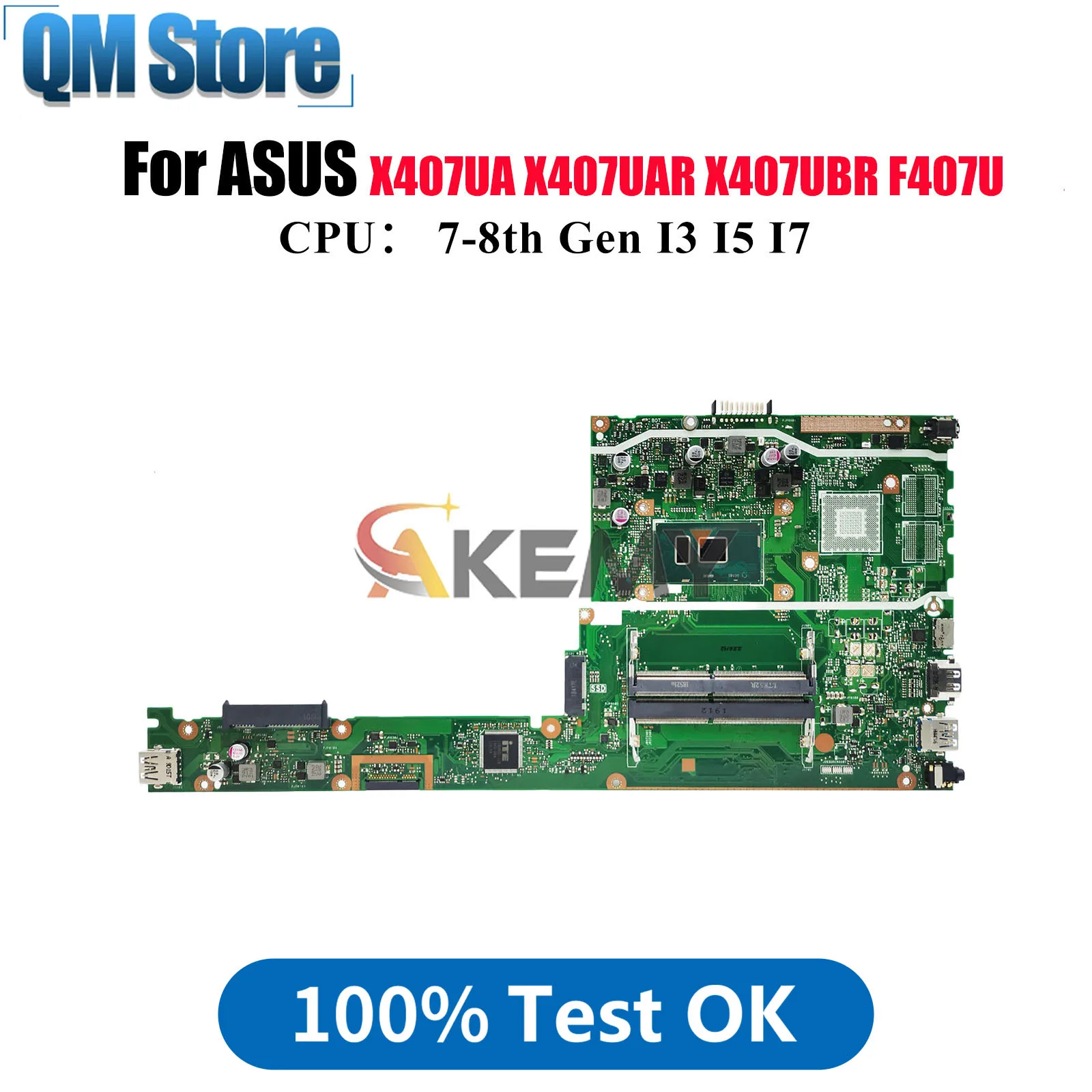 

X407UA Материнская плата для ноутбука ASUS X407UF X407UA Y4000U X407U X407UBR X407UB X407UAR X407UV F407U A407U Материнская плата I3 I5 I7 CPU