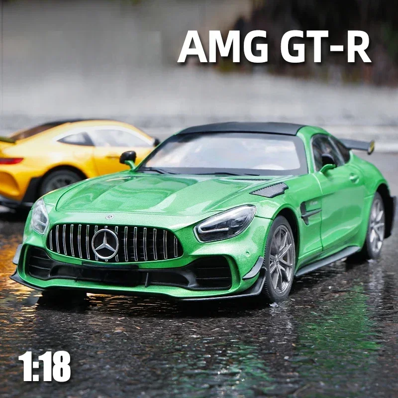 Tamaño grande escala 1:18 Benz GT R Green Demon Super coche modelo Diecast juguetes vehículos niños regalo de cumpleaños decoración del hogar