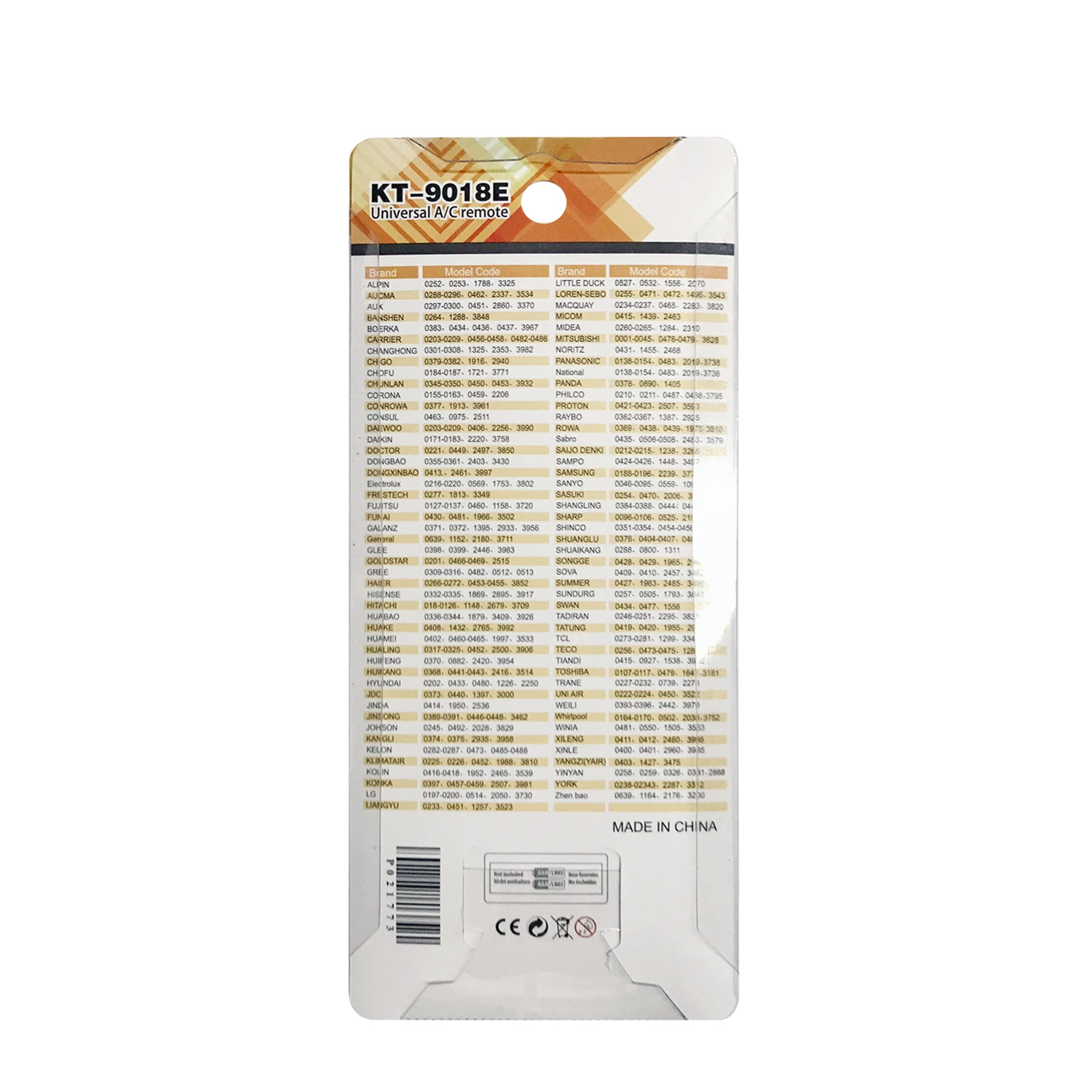 KT-9018E New Universal Air Conditioner Remote Control 4000 in 1 A/C Air Conditioner Remote Control
