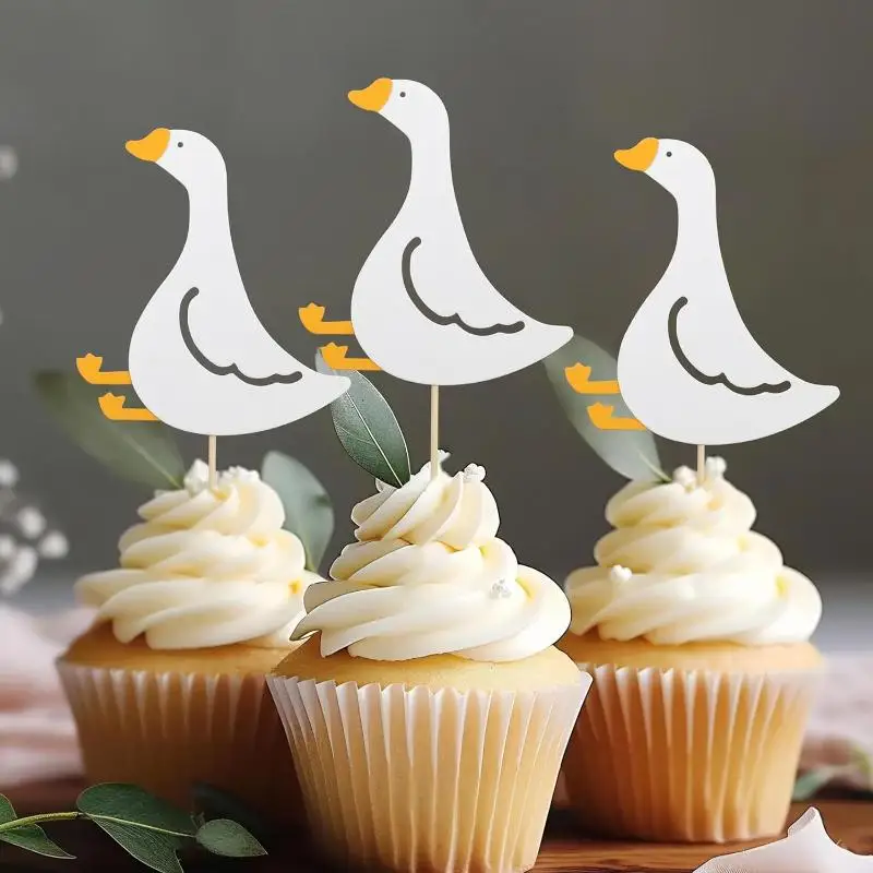 24Pcs Silly Goose Cake Toppers Birthday Cupcake Picks Decorations for Kids Birthday Party Supplies