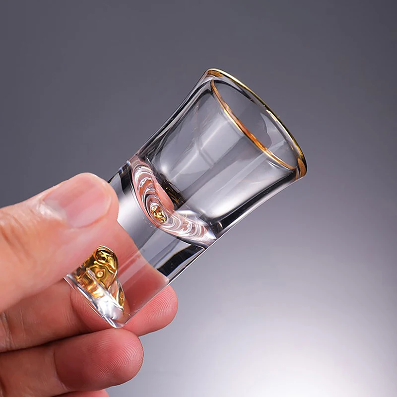 Double Bottom Gold Foil Vidro, Crystal Tea Cup, Presentes High-End, Licor duro, Vodka, Shaker, Shochu Bar, Licor, Luxo
