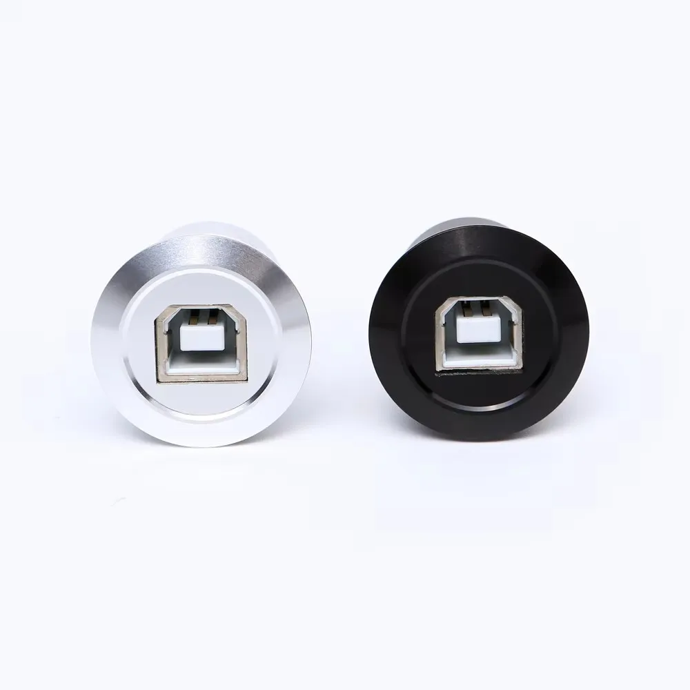 22mm USB connector socket mounting diameter metal USB2.0 Female B to Female A with black or silver surface