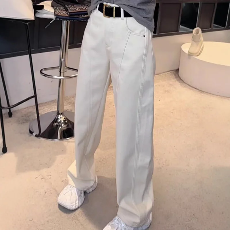 

Summer High Waist Slimming Loose Fashion Versatile Wide Leg Pants High-End Elegant White Jeans