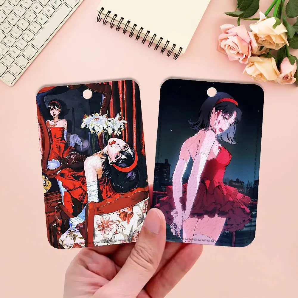 Movie P-Perfect B-Blue Key Tag Ring Leather Card Holder Key Ring Rectangle Access Card Holder