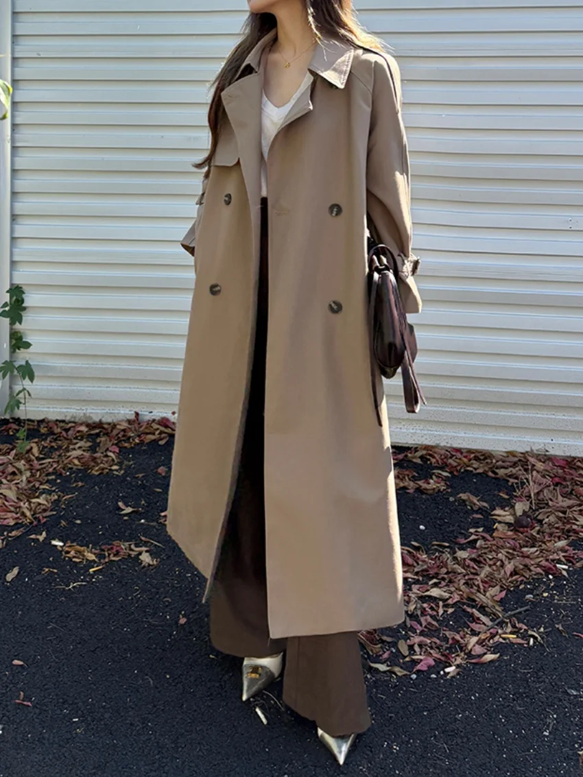 Alien Kitty Fashion Winter Maxi Trench Women Vintage Elegant Loose Minimalist Office Lady Windbreaker Daily High Street Casual
