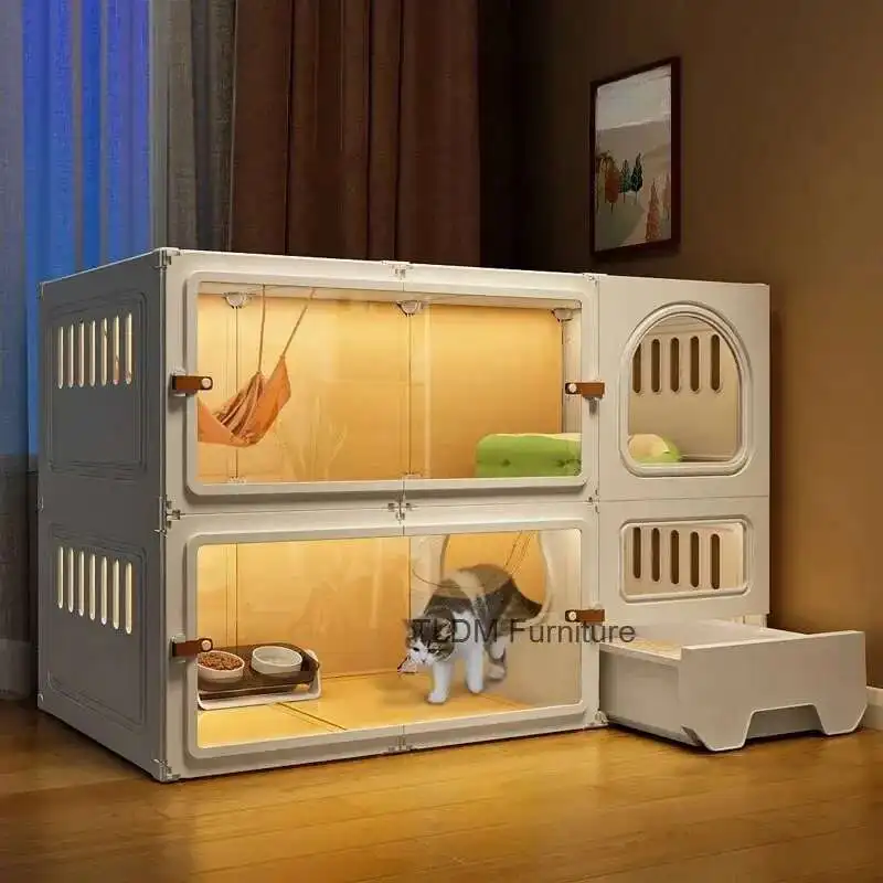 

Luxury Cat Cage Cats Litter Box Integrated Cat House Modern Minimalist Large Free Space Household Indoor Cages for Cats