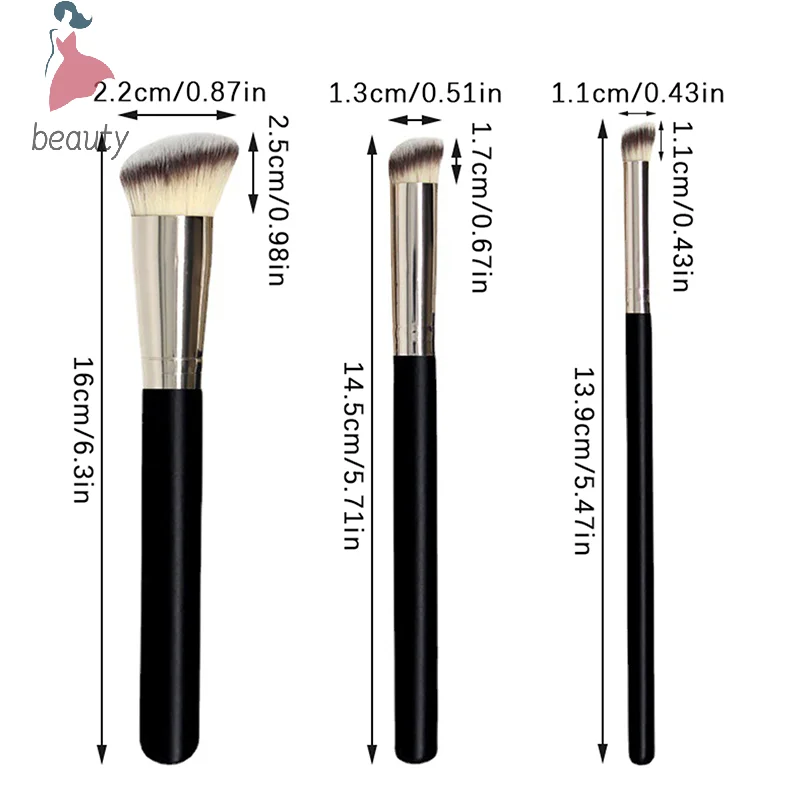 Escovas de maquiagem profissional para mulheres, corretivo, pó, blush, base líquida, rosto, ferramentas de maquiagem, preto, 1pc