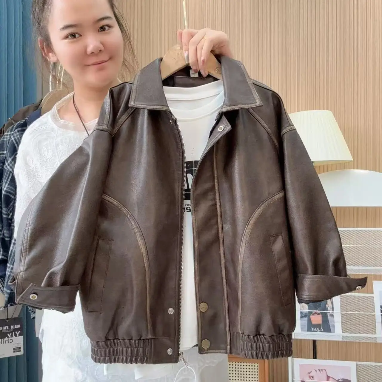 Boys Faux Leather Jacket Spring Autumn Casual Outerwear PU Biker Coat Kids