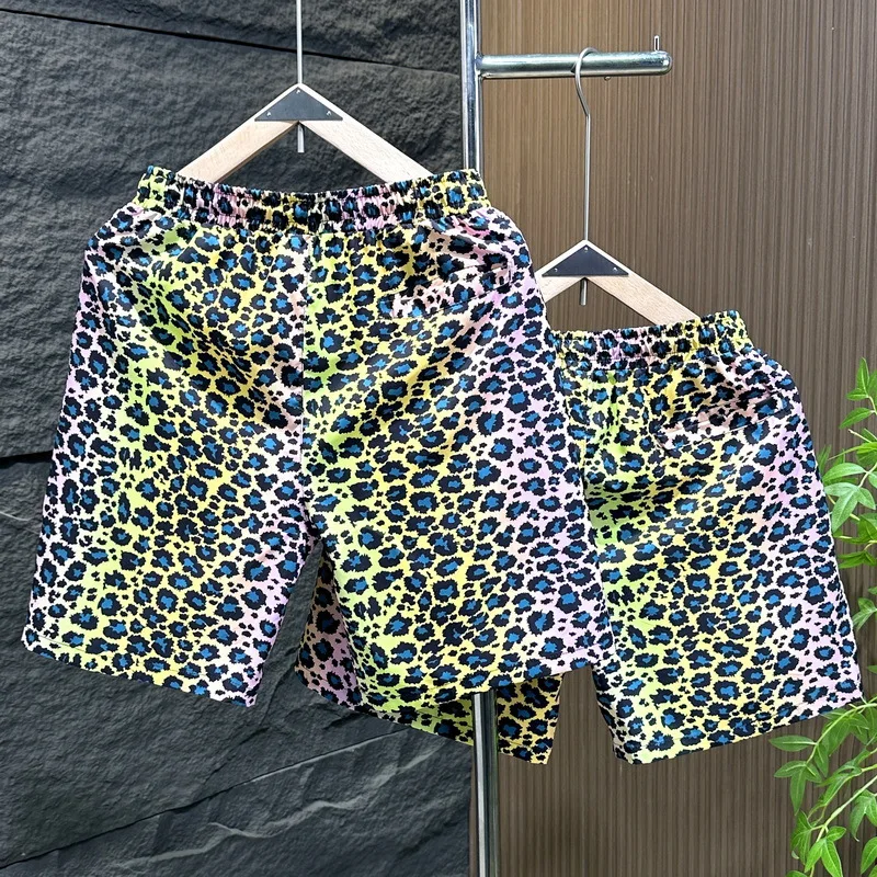 Men Classic Colorful Leopard Shorts Summer Beach Short Pants Hawaii Beach Swimming Pants Swim Trunks Women Kid Cool Ice Shorts