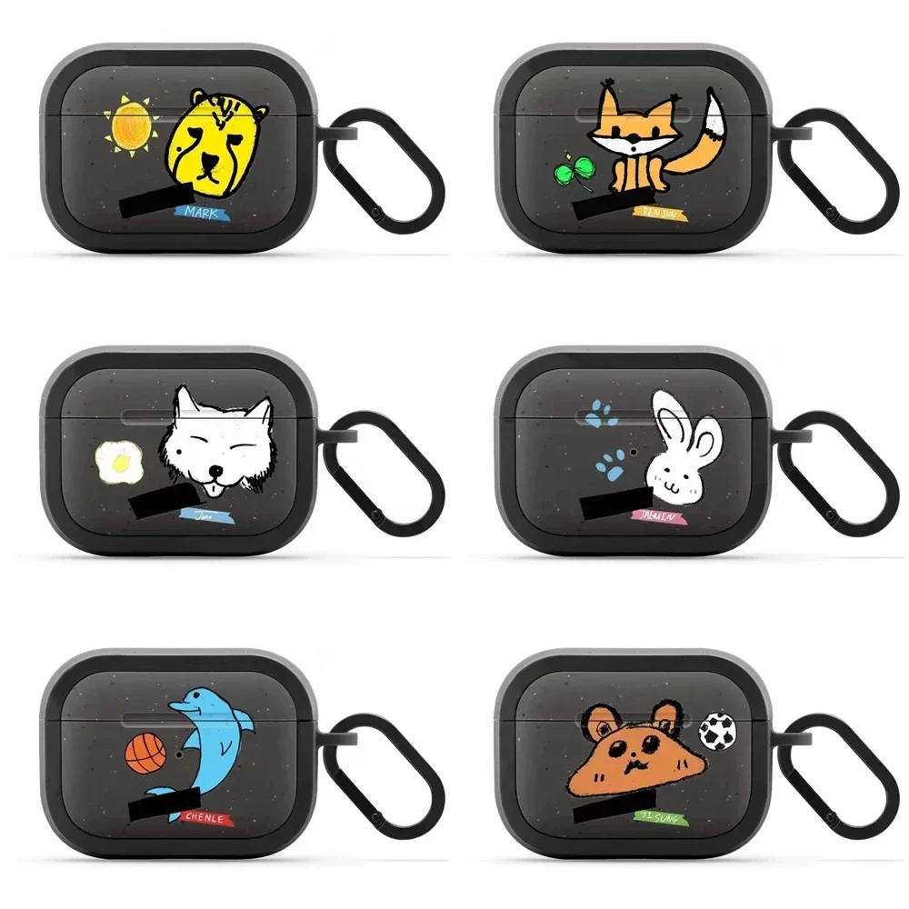 

Graffiti Cartoon Animals Frosted Case for AirPods Gen 3 AirPods Pro Pro2 Earbuds Case Cover with Hook