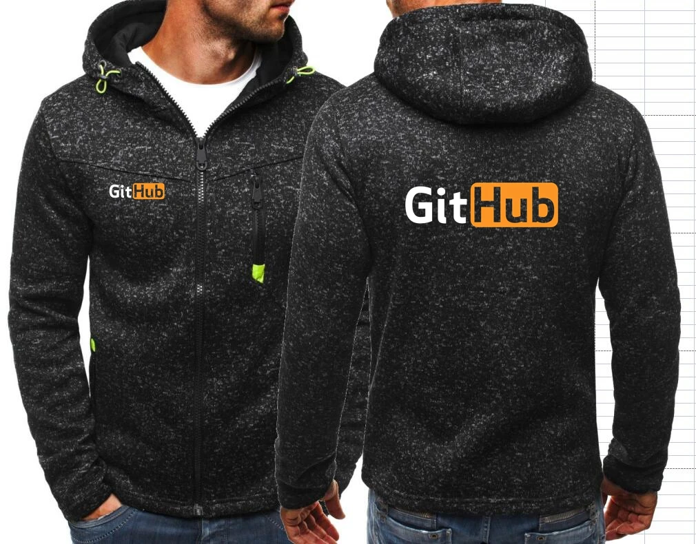 Design Github Men's Hoodies Sweatshirts Jacquard Hoodie Jackets Fleece Men Hooded Zipper Sweatshirt For Male Hoody