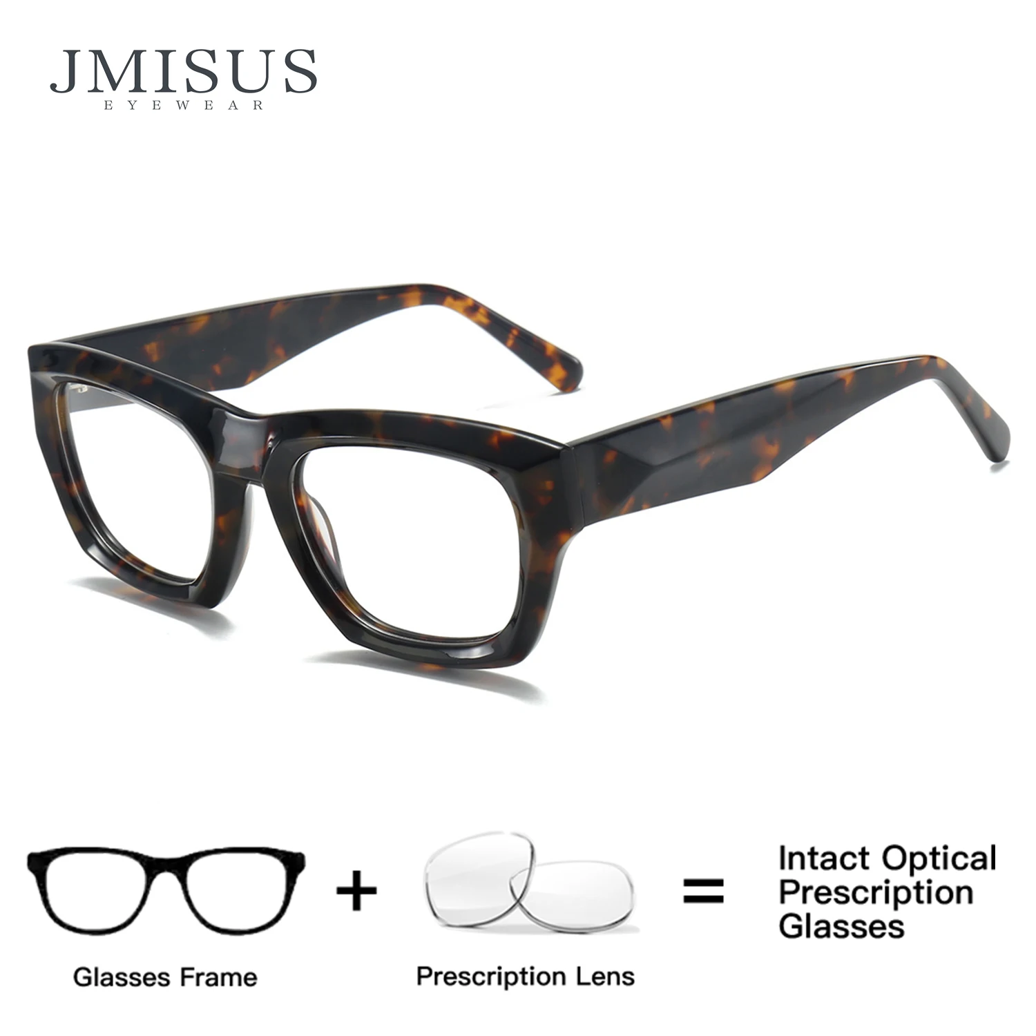 

JMISUS Thick Square Frame Progressive Multifocal Glasses With Handmade Acetate Myopia Hyperopia Eyewear