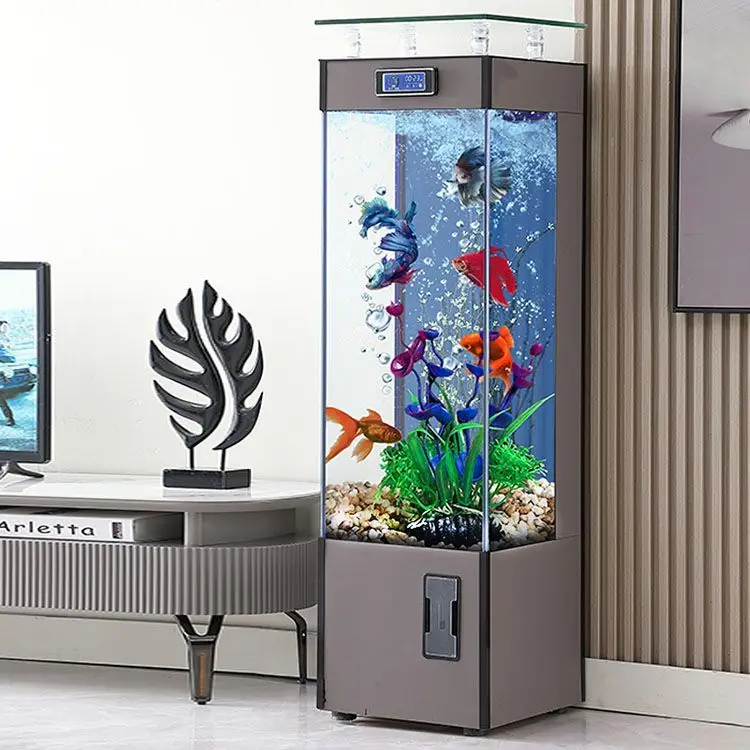 

Smart home, floor-to-ceiling aquarium box living room new ultra-white glass goldfish tank