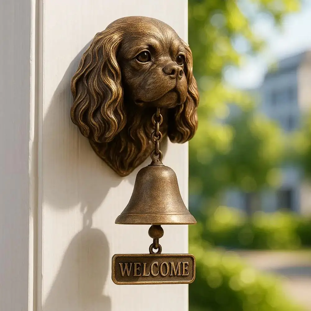 Retro Dog Welcome Door Bell Front Door Puppy Head Shopkeeper Bell Home Office Entrance Animal Door Bell Decorative Pet Bells