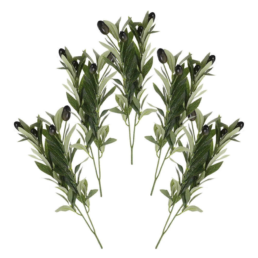 

5Pcs Artificial Olive Branches 15.7in Fake Green Stems for Vase Home Office Table Decoration Olive Branches for Vases