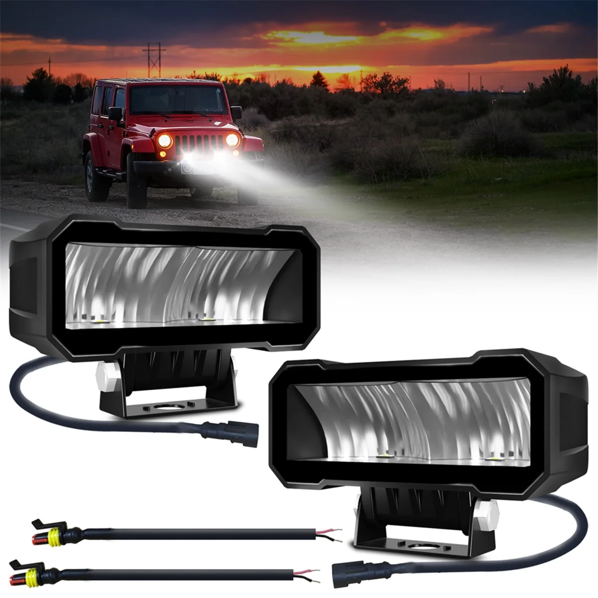 5 Inch LED Pods Light Headlights LED Driving Spot Light Fog Light for Off-Road ATV UTV Truck Boat 80W 8000LM Work Light