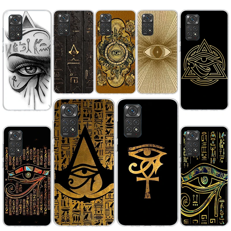 Sacred Eye of Horus Egypt Fresco Phone Case For Xiaomi Redmi Note 13 12 12S 11 11S 10 10S 11E Pro Plus 11T 9 9S 8 8T 7 5 + Cover