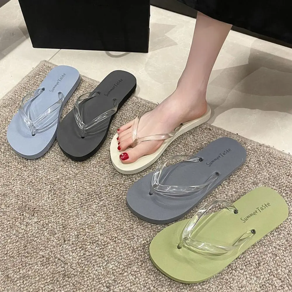 Shoes Rubber Transparent Thong Sandals PVC Waterproof Women Flip Flops Non-Slip Soft Bath