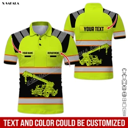 Custom Crane Truck Driver 3D Printed Reflection Men Adult Polo Shirt Short Sleeve Top Tee Breathable Uniform Workwear Safety