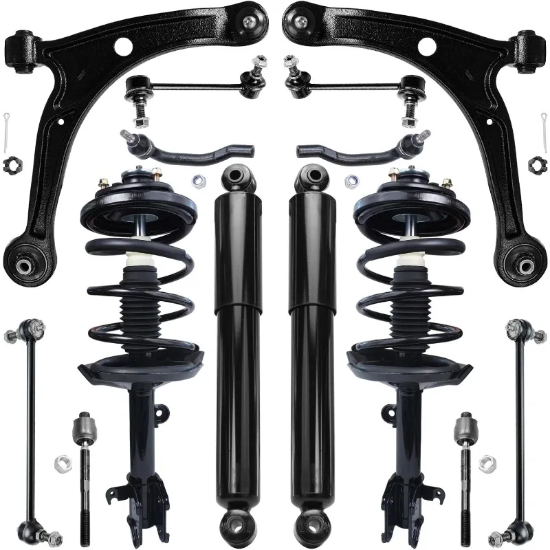 

Detroit Axle - Front End 14pc Suspension Struts Coil Springs Control Arms w/Ball Joints Tie Rod Ends Rear Shock Absorbers Front