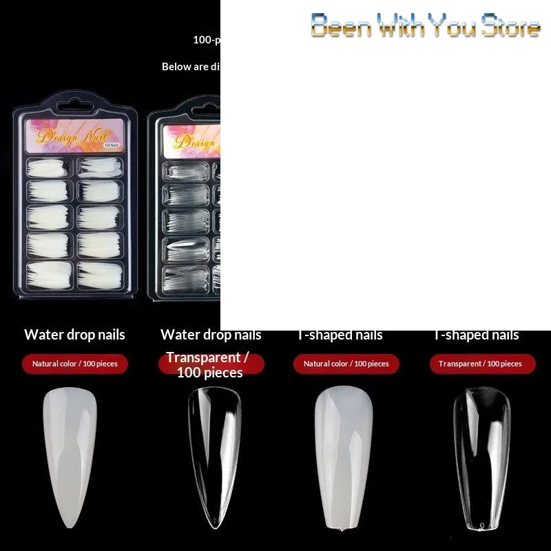 100Pcs/box Trapezoidal Press On Nail 10 Types Fake Nail Tips Clear Full Cover Nail Artificial Press On Long Ballerina