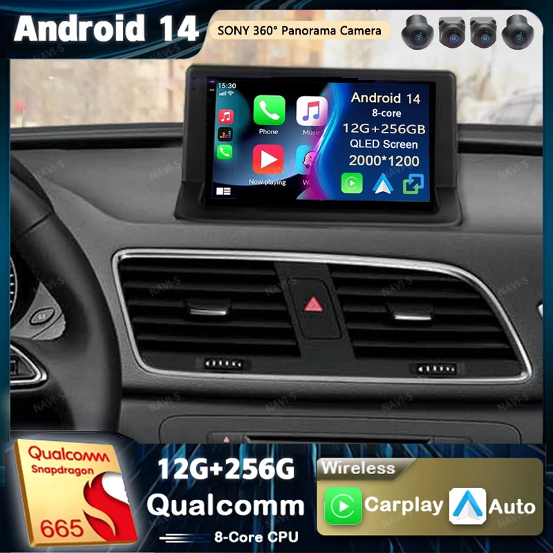 Android 14 Car Radio for Audi Q3 MMI 2011 2012 - 2018 Player Multimedia GPS Navigation Stereo CarPlay Auto Video 4G+WIFI DSP BT