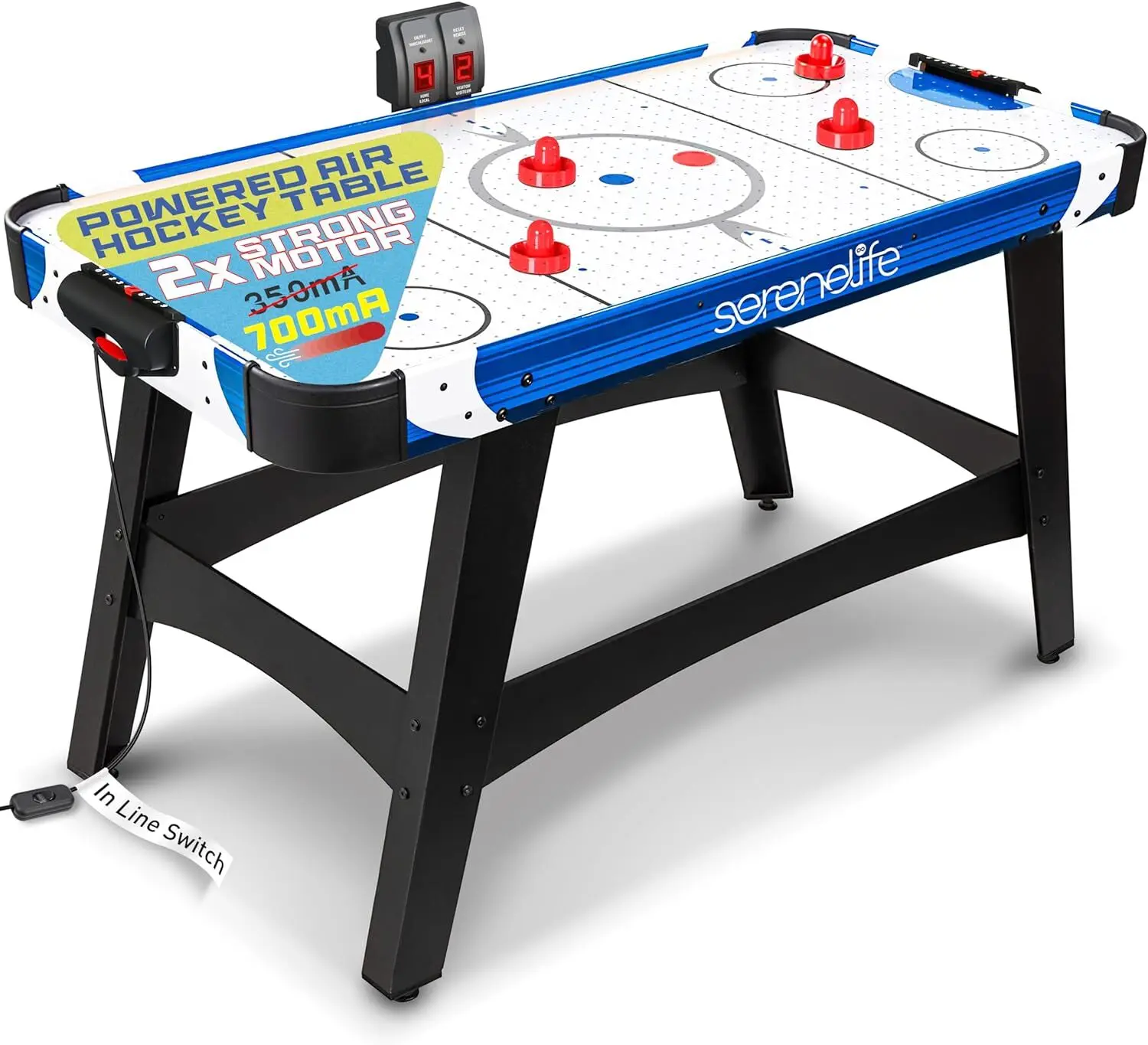 

Air Hockey Game Table with Strong Motor, Digital LED Scoreboard, Puck Dispenser & Complete Accessories