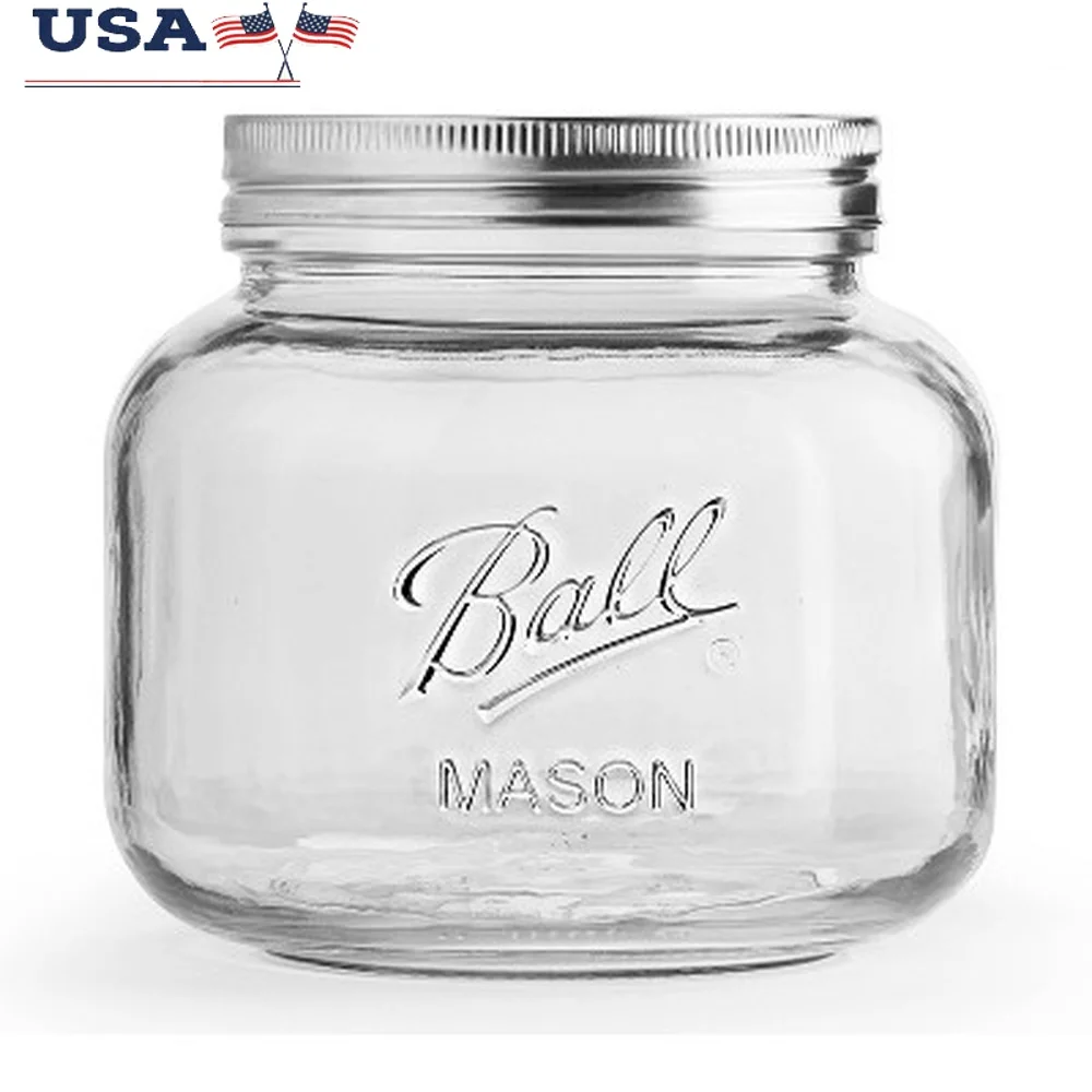 

64oz Glass Storage Jar Wide Mouth Airtight Stainless Steel Lid Decorative Kitchen Organization Dishwasher-Safe BPA-Free Home