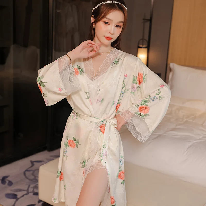 

Floral Print Satin Summer Pajama Sets Ensembles 2 Piece Two Piece Pants Lounge Elegant Lounge Women Pijama Sleepwear Pajama