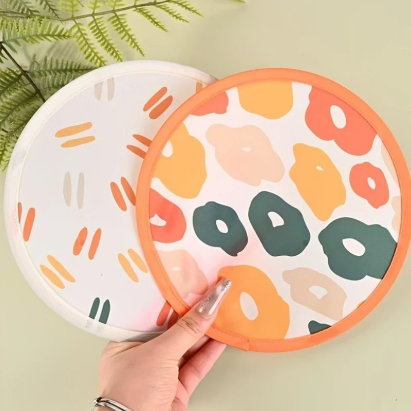 Floral Round Foldable Hand Fan Japanese Foldable Fan Style Handheld Foldable Compact Cooling Fans Round Folding Fan for Summer