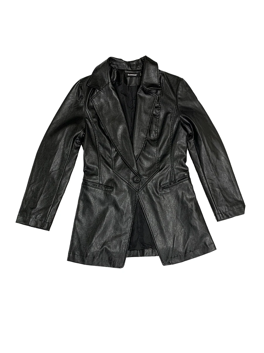 سترة Mauroicardi للربيع والخريف مصنوعة من جلد البولي يوريثان باللون الأخضر اللامع سترة نسائية واحدة الصدر أنيقة وأنيقة فاخرة مصممة ملابس 2025