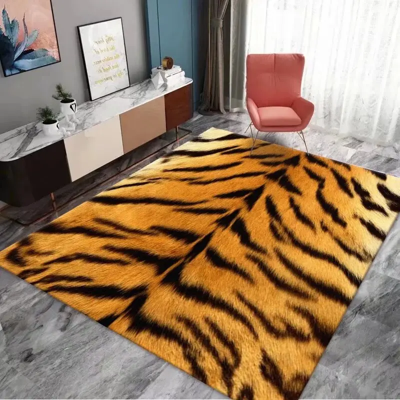 

Короткий бархатный роскошный ковер для гостиной с желтым тигровым мехом, нескользящий пушистый ковер для спальни, большой коврик, легко чистящийся мягкий коврик для журнальных столиков