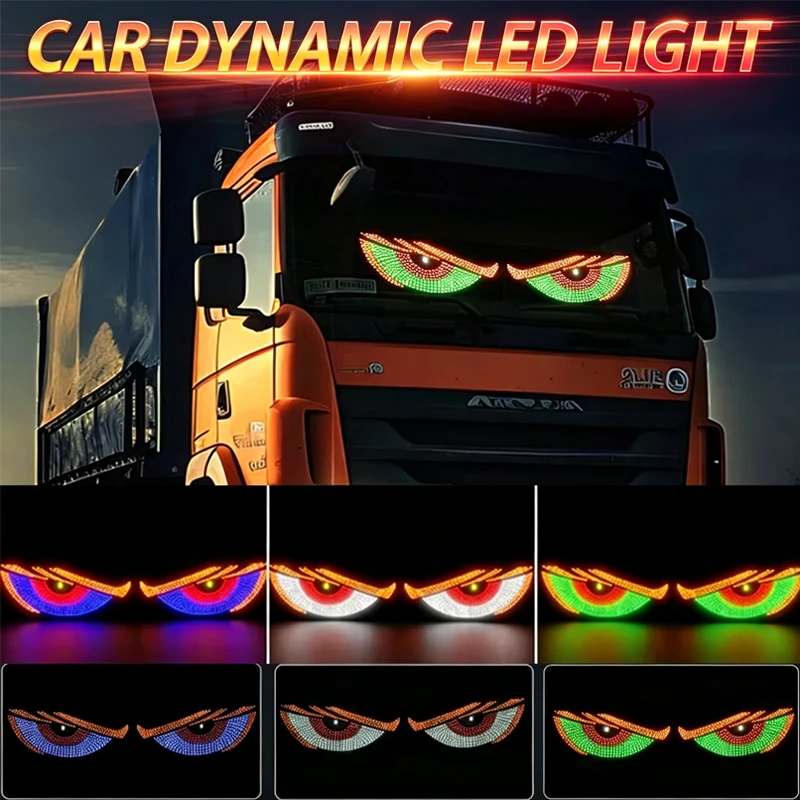 Truck Devil's Eye Light RGB Dynamic Demon Eye Decorative Light Led Display Decor Pixel Panel Windshield USB 5V Multi-Mode Lamp
