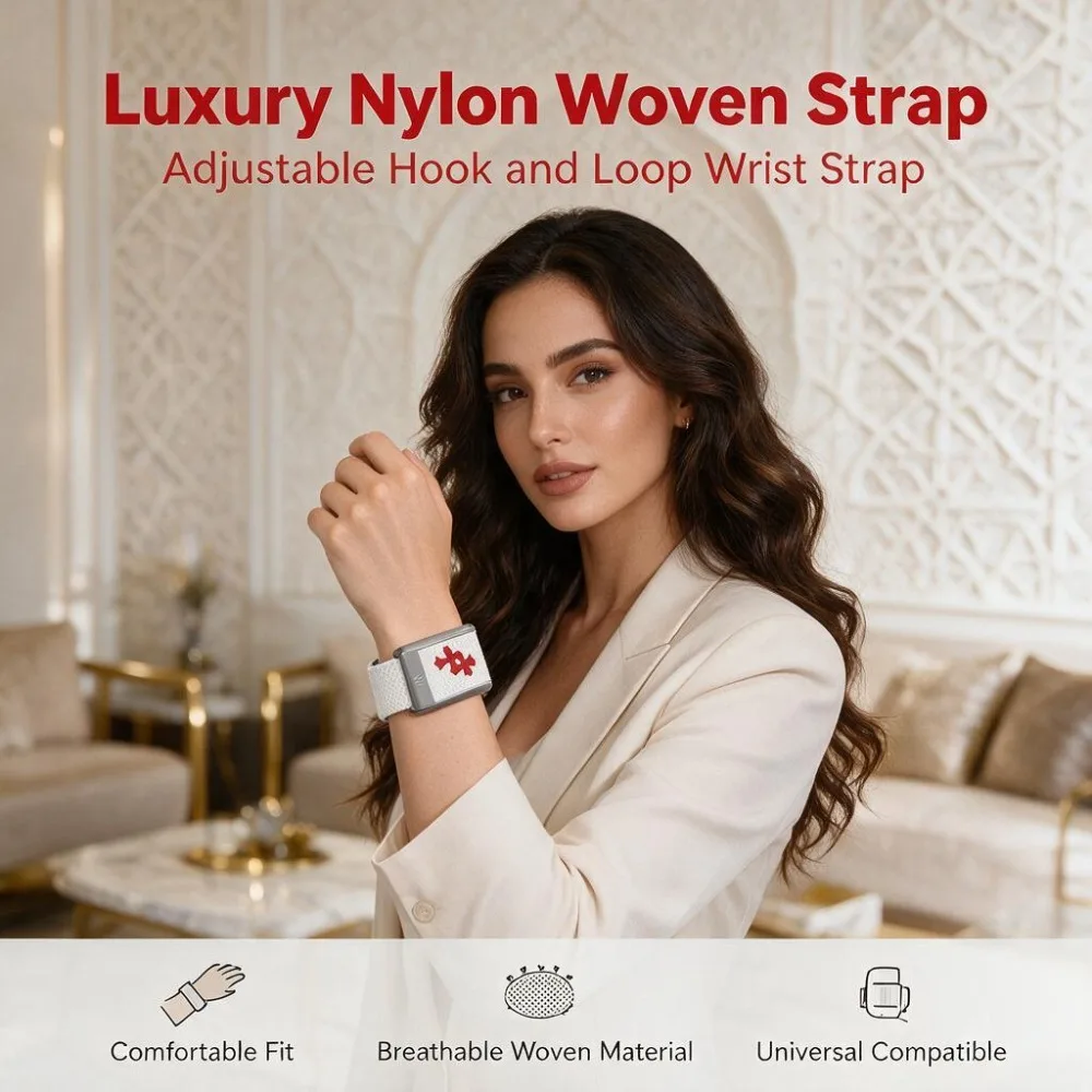 WHOOP 5.0 MG Compatible Cross Print Nylon Woven Replacement Wristband with Metal U-Shaped Frame Sport Strap