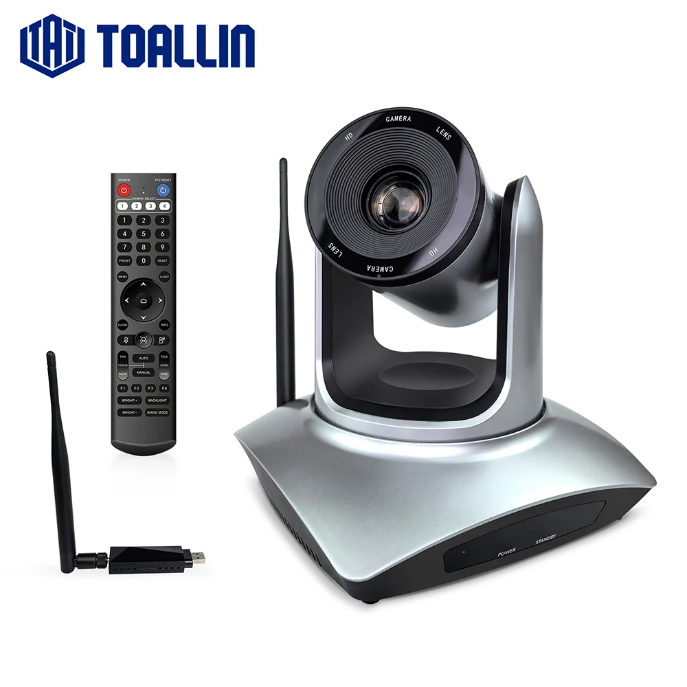 TOALLIN PTZ Camera Conference Camera 10X Optical Zoom 5.8G Wireless & USB2.0 Video Conference Camera for Church Live Streaming