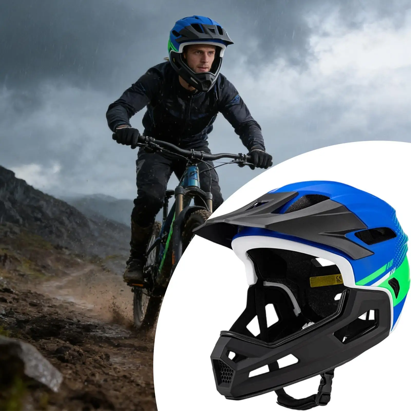 Full Face Bicycle Helmet Biking Head Protection Ventilation Bike Helmet For Bicycle Motocross Motorcycle Scooter Mountain Racing