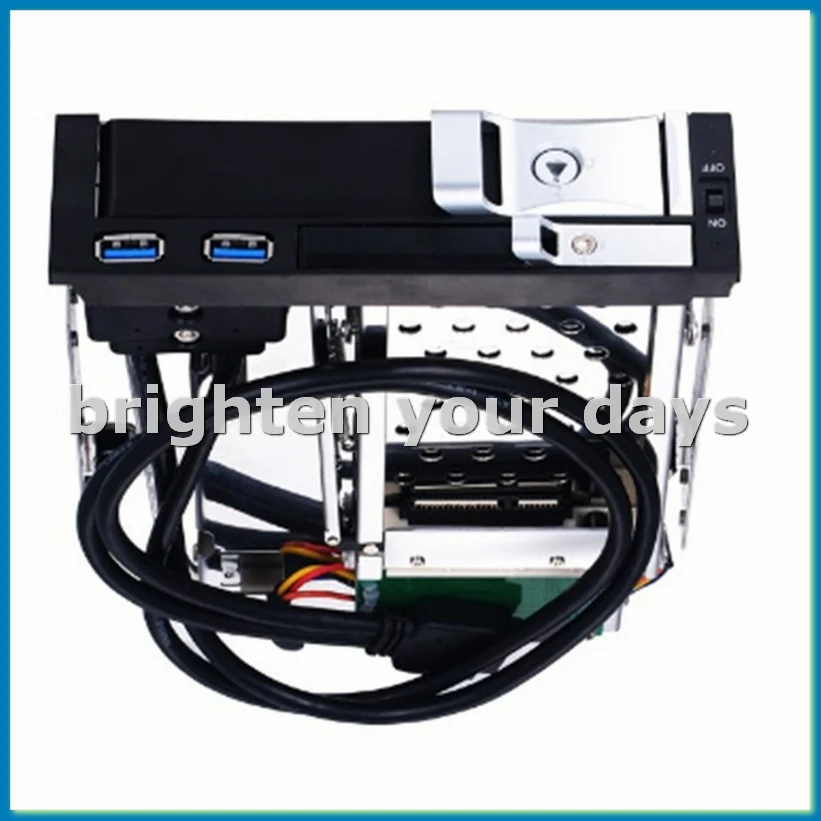 5.25inch Internal Dual Slot Hard Disk Case 2.5+3.5 Inch SATA HDD/SSD Enclosure Tool-Free Design with 2 Safety Locks-VVNB