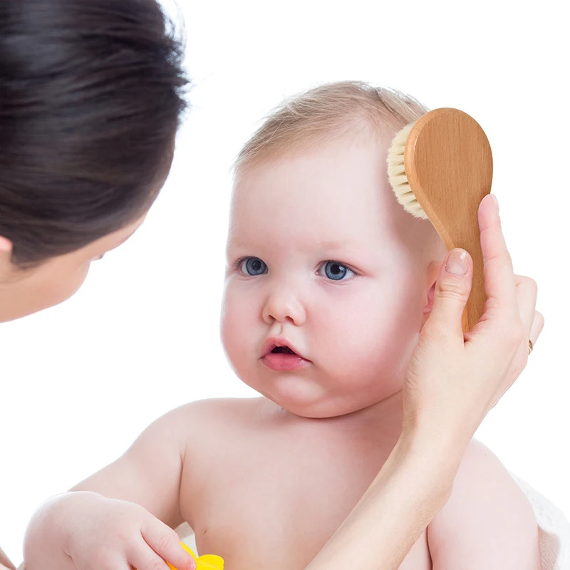 New Baby Care Beech Wooden Handle Brush Baby Hbrush Newborn Infant Comb For Head Massager For Baby Shower Pure Natur