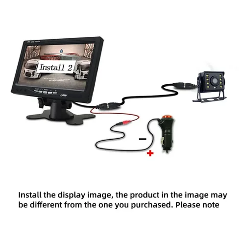 Imagen 2 del producto Cámara de marcha atrás de respaldo fácil de instalar, 12V/24V, con pantalla LCD de 7 "", Monitor de visión trasera a Color CVBS para autobús, camión, RV, camionetas de remolque, camión RV