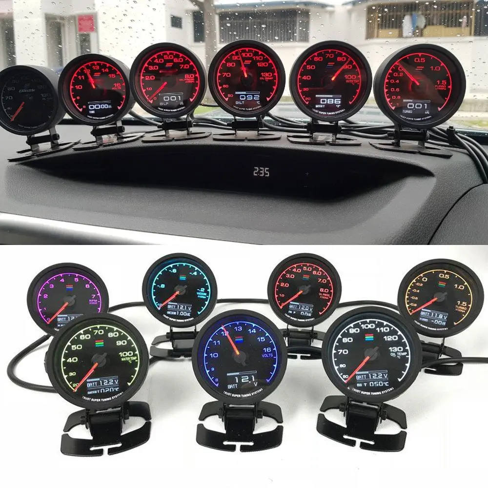 

62mm 2.5 Inch 7 Color Turbo Boost Gauge Car Multi LCD Digital Display Racing Meter GReddi Turbine Water Temp Oil temp Gauge