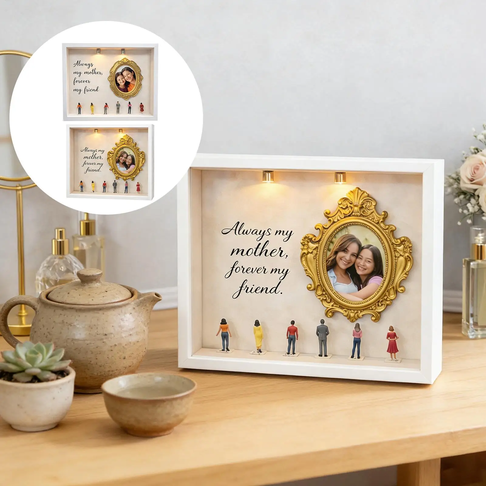 Kit de Manualidades con Luces para el Día de la Madre, Marco de Fotos con Silueta, Caja Decorativa para Mujeres, Mamá, Decoración del Hogar, Dormitorio, Sala de Estar, Oficina, Cumpleaños