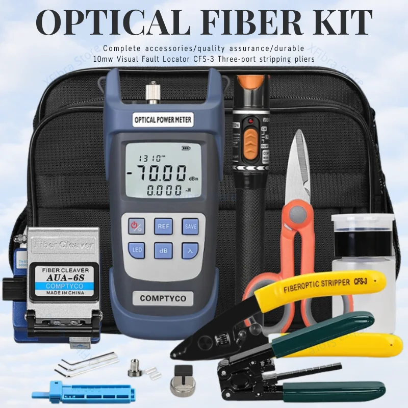 

AUA-6S Cleaver With Fiber Optica Power Meter 10mW Visual Fault Locator FTTH Optic Tool Kit