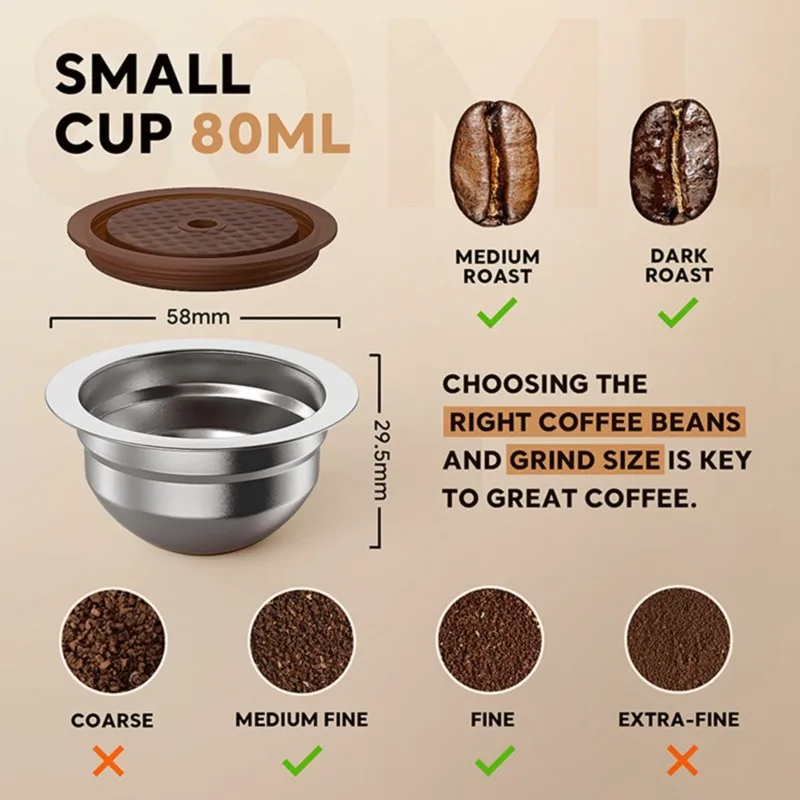 A04G-Stainless Steel 80Ml Reusable Coffee Pod For Vertuo Line For NESPRESSO Machines- Compatible Replacement Pods