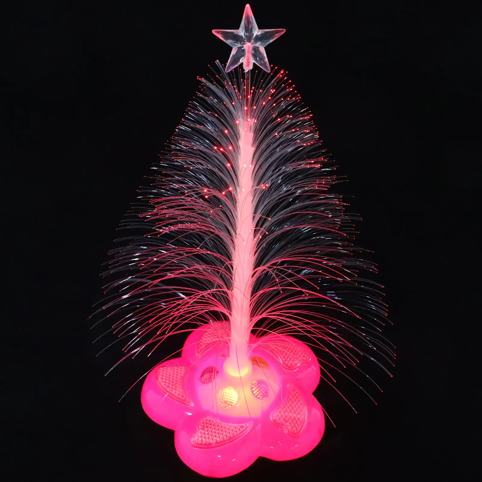 

Fiber Optic Mini Christmas Tree Colorful Flash Light Romantic Warm Atmosphere Desk Lamp Holiday Party Home Decoration