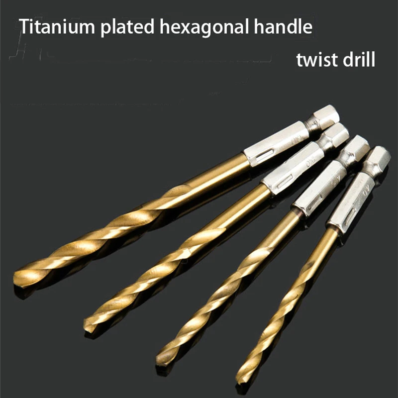 HSS mata bor, mata bor lapisan Titanium baja kecepatan tinggi 1/4 gagang heksagonal 1.5mm-6.5mm kecepatan tinggi