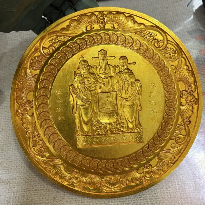 Brass Five-Way God of Relief Ornament: Good fortune shines brightly, wealth flows in abundance. A decorative piece for th