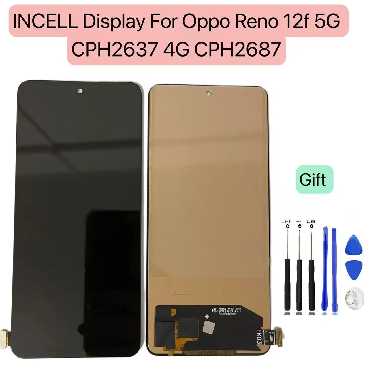 Display LCD 6.67" Per OPPO Reno 12F E Reno 12 FS 5G/4G, Con Set Attrezzi E Supporto Impronta - 2