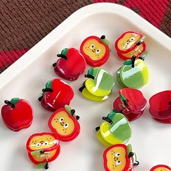 Ins Hot Sale 2.5cm Mini Cute Fruit Apple Hair Clip For Sweet Girls Fashion Acetic Acid Small Shark Clip Hair Accessories