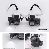 Watch Jeweler Repair Magnifier 8X 15X 23X Telescopic Magnifier Glasses Head-Mounted Eye Loupe Glasses with 2 LED Light